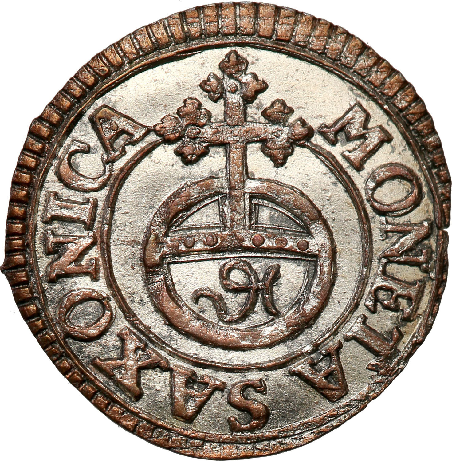 August II Mocny. Halerz (fenig) 1708, Drezno - WYŚMIENITY